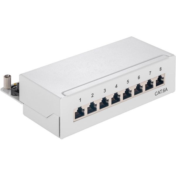 Goobay Cat 6A Mini/Desktop Patch Panel 8 Porte Grigio (In Blocco)-image
