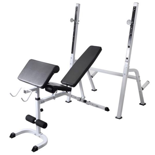 Vidaxl Panca Per Pesi Con Ripiano, Set Di Bilancieri E Manubri 60,5 Kg-image