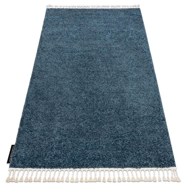Tappeto Berber 9000 Blu Frange Berbero Marocchino Shaggy Azzurro 200X290 Cm-image