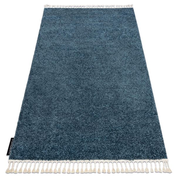 Tappeto Berber 9000 Blu Frange Berbero Marocchino Shaggy Azzurro 120X170 Cm-image