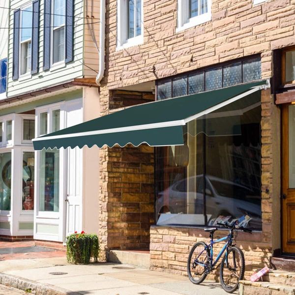 Costway Tenda Da Sole Con Manovella 300X250Cm Protezione Solare, Tenda A Bracci Pieghevoli Tenda Da Sole Per Balcone E Veranda Verde-image