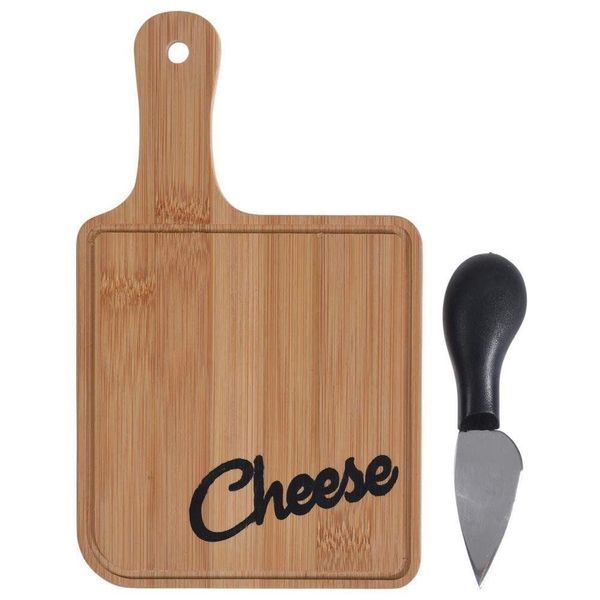 Tavola Da Formaggio In Bambù, Set Di 2 Pezzi (Tavola 20X12X1Cm, Coltello 11Cm)-image