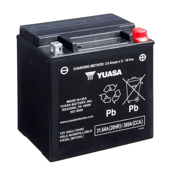 Batteria Yuasa YIX30L / YIX30L-BS Agm 12V 30Ah Per Moto / Atv / Quad, Senza Manutenzione Sigillata E Precaricata-image