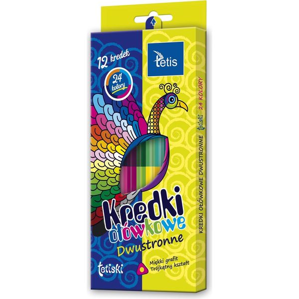Pastelli Triangolari Colorati Tetis - 12 Pezzi, 24 Tonalità! Ideali Per Disegnare E Colorare, Perfetti Per I Piccoli Artisti!-image