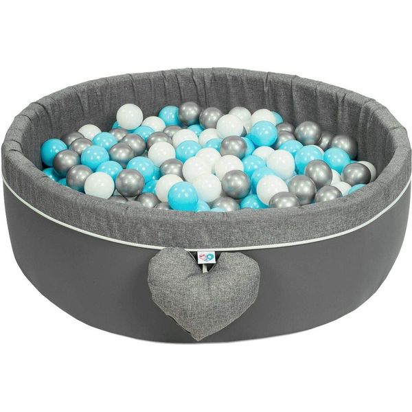 Piscina Di Palline Con Palline | Piscina Di Palline Per Bambini 98X30Cm | 300 Pezzi ∅ 7Cm Palline Per Piscina Di Palline | Colore: Grigio - Blu, Bianco, Grigio.-image