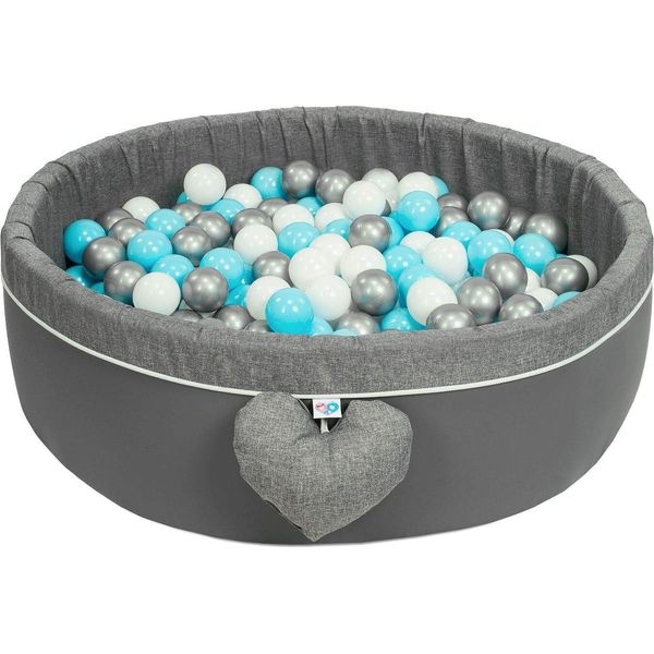 H&F Home Textile Piscina Di Palline Con Palline | Piscina Di Palline Per Bambini 98X30Cm | 200 Pezzi ∅ 7Cm Palline Per Piscina Di Palline | Colore: Grigio-image