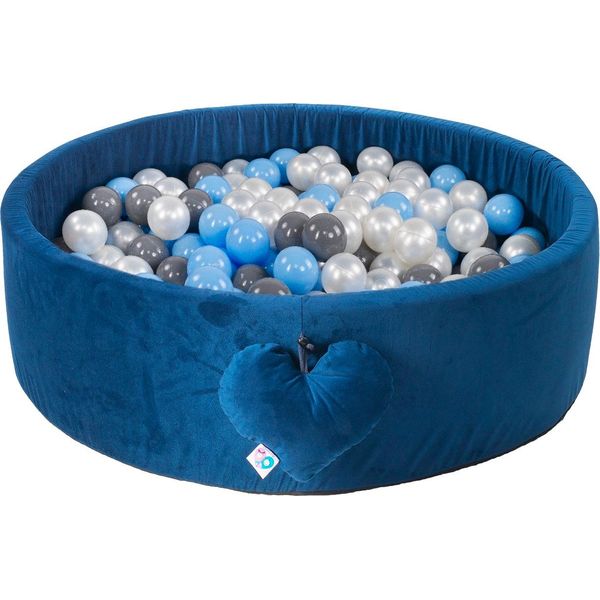 Piscina Di Palline Con Palline | Piscina Di Palline Per Bambini 98X30Cm | Colore: Blu Scuro | Velluto | 300 Pezzi ∅ 7Cm Palline Da Piscina Blu-image