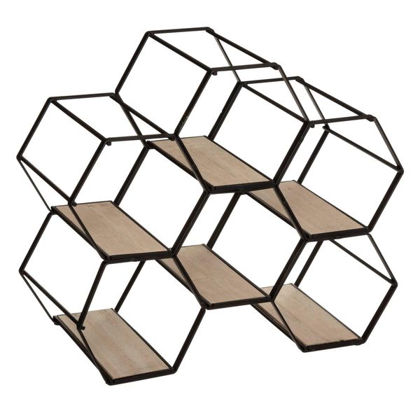 Flaschenhalter - 6 Flaschen "Arty"" - Metall Und Holz - Schwarz - 26X29 -5 Cm - Atmosphera Interior Designer"-image
