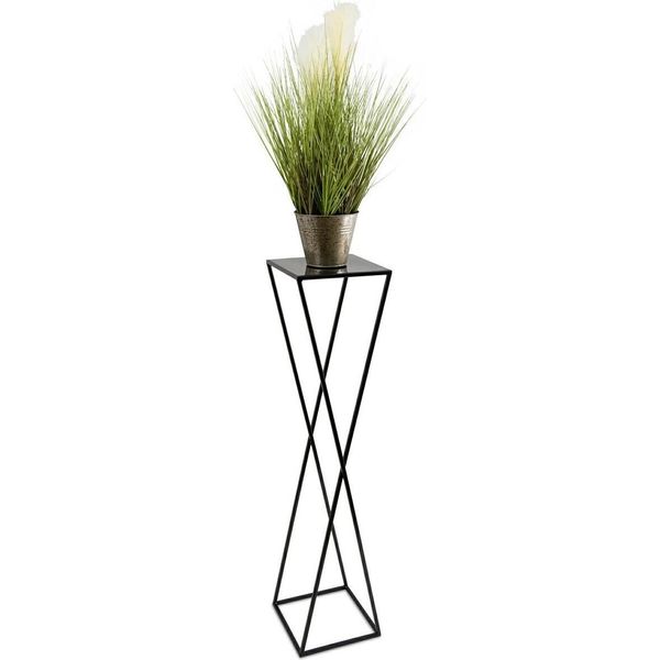 Howhomely Sgabello Per Fiori In Metallo Nero 100 Cm - Portafiori, Colonna Per Fiori Alta-image