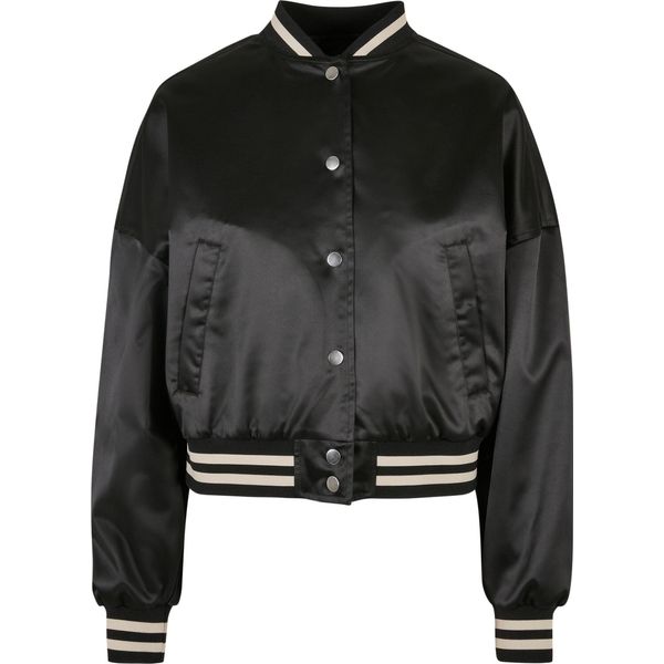 Urban Classics Donna Giacca Corta Oversize In Raso Nero - S-image