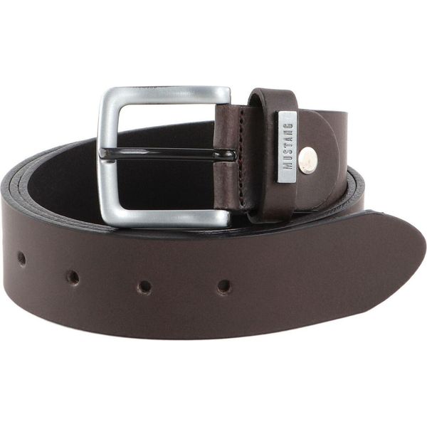 Mustang Pelle Cintura Men Leather Belt W110 Darkbrown Marrone Scuro-image