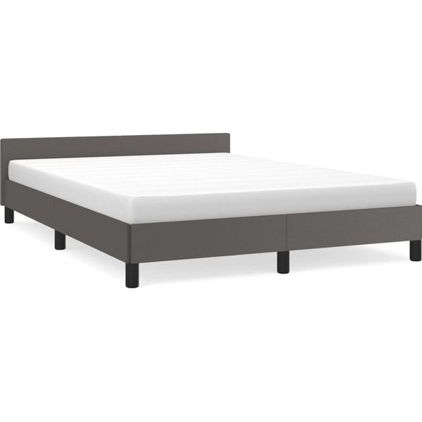 Vidaxl Struttura Letto Con Testiera Senza Materasso Grigio 140X190 Cm-image