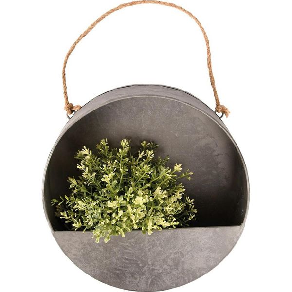 Esschert Design | Vaso Per Fiori Da Parete - 30 Cm - Grigio/Marrone - Elegante - Salvaspazio - Acciaio Inox-image
