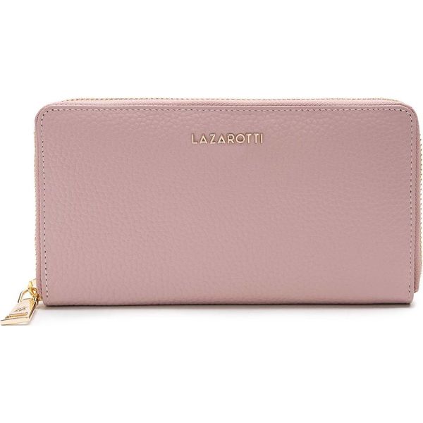 Lazarotti Pelle Portafoglio Bologna Leather Zip Around Wallet With 16 Card Slots Pink Rosa-image