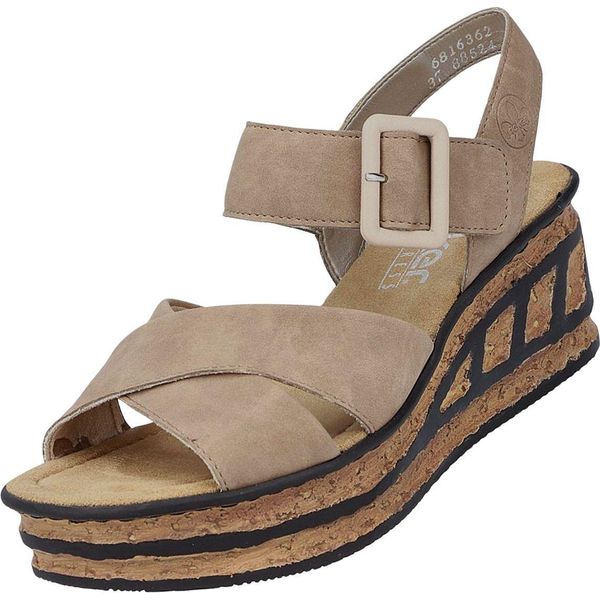 Rieker Sandalo Donna Piattaforma Cinturino Incrociato Fibbia 68163, Dimensione:40 Eu, Colore:Beige-image