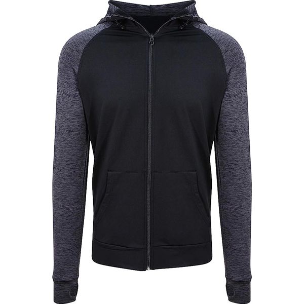 Awdis - Felpa Con Cappuccio "Just Cool"" Con Zip A Tutta Lunghezza Per Uomo RW6550 (Xl) (Nero Pece)"-image