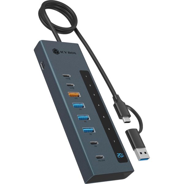 Icy Box IB-HUB1743-CPD Hub 9-In-1 Hub Icybox Usb 3.2 Con Connettore Tipo-C/Tipo-A-image