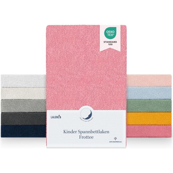 Laleni Set Di 2 Lenzuola In Spugna 40X90Cm - Lenzuola Certificate Oeko-Tex, Lenzuola Senza Pieghe Per Lettino, Culla E Cestino Coral - Rosso-image