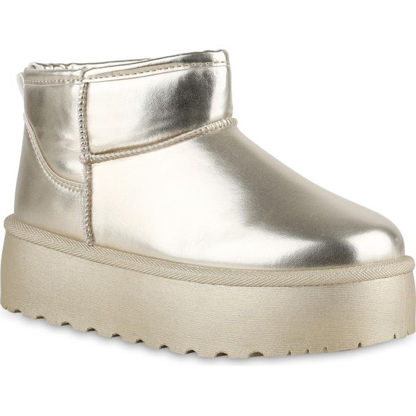 Van Hill Stivali Con Plateau Foderati Caldi Da Donna Scarpe Invernali Con Suola Profilata 840609, Colore: Oro, Taglia: 37-image