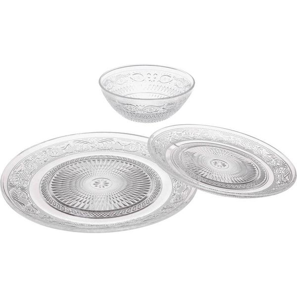 Secret De Gourmet | Set Di Stoviglie In Vetro - 18 Pezzi - Trasparente - Design Elegante - Stile Classico-image