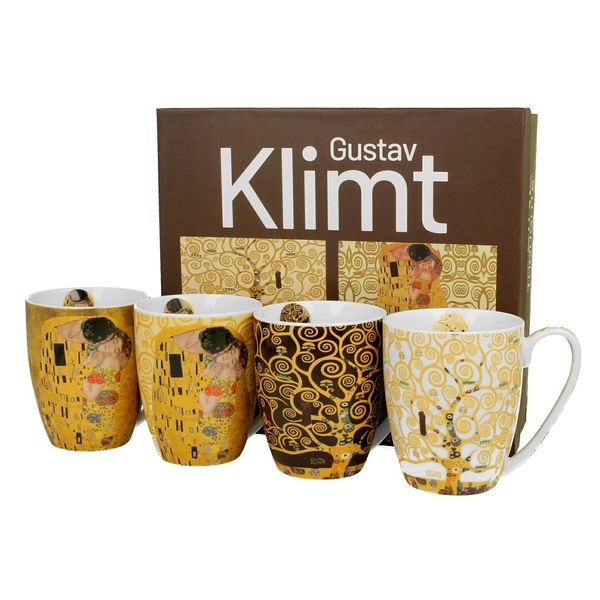 Set Di 4 Tazze Da Caffè Duo Klimt In Porcellana, Mug, Tazza Da Tè, Tazza Da Caffè Con Manico 350 Ml-image