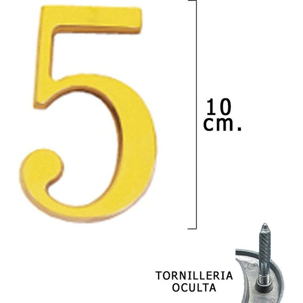 Numero "5"" Wolfpack In Ottone 10 Cm + Viti, Blister Con 1 Pezzo"-image
