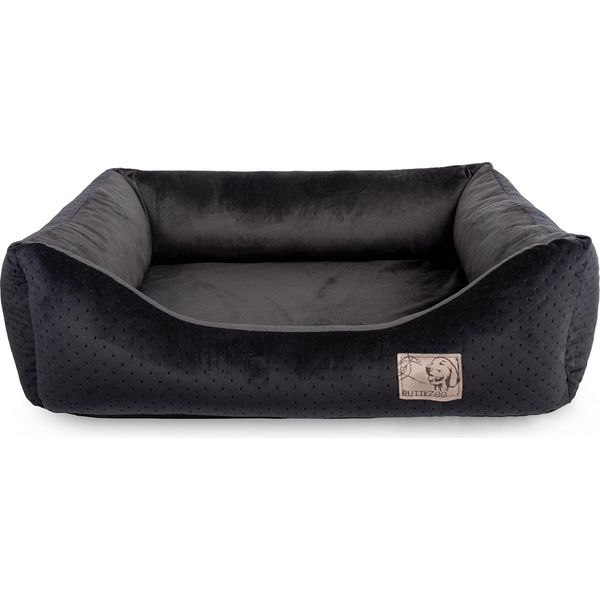 Letto Per Cani Premium Velvet Black Xxl - 120X95X25 Cm | Divano Morbido Per Cani E Gatti-image