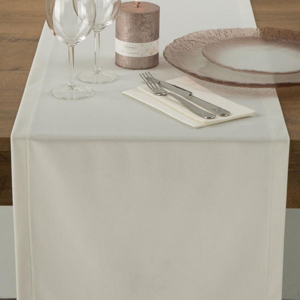 Tovaglia Festosa Decorazione Da Tavola Velvet Bianco 40X140 Cm B-image