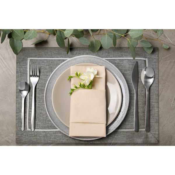 Tovaglia Festosa Decorazione Da Tavola Megi Grigio Bianco 30X40 X4 Set Grigio B-image