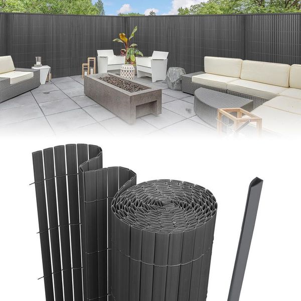 Clanmacy Schermo Privacy Recinzione In Pvc Privacy Grigio Frangivento Per Giardino Balcone E Terrazza 140X700Cm-image
