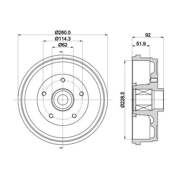 Hella 8DT 355 303-401 - Oe 432000022R Tamburo Del Freno Con Mozzo Ruota Per Duster-image
