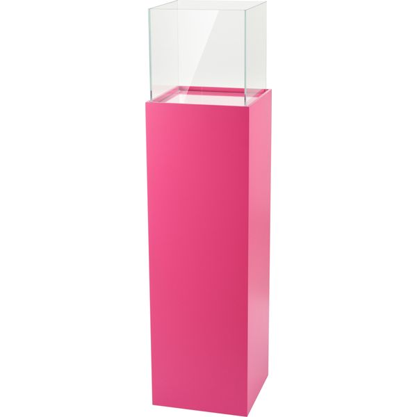 Lanterna A Pilastro Portacandele Lanterna Decorativa Pilastro Decorativo Per Soggiorno, Balcone, Terrazza Pilastro Per Candele Lanterna Da Terra In Mdf E Vetro Rosa Alta 100 Cm-image