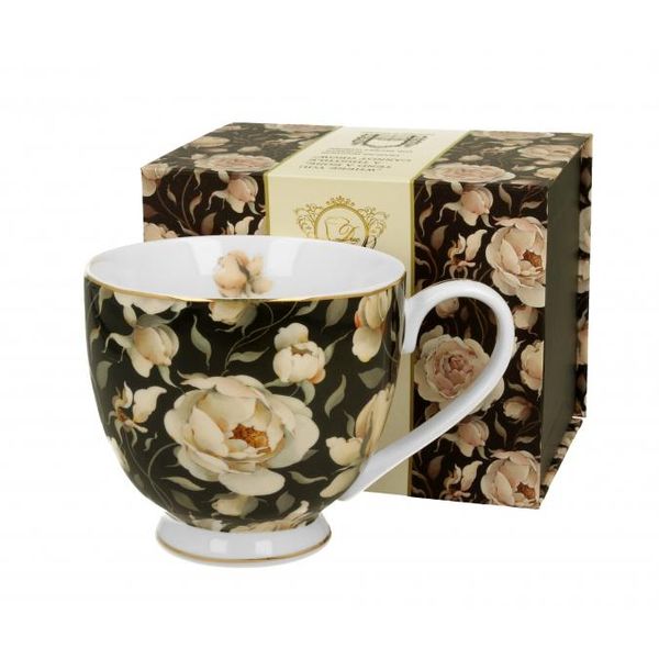 Tazza Da Caffè Duo Royal English Roses Black In Porcellana, Mug, Tazza Da Tè, Tazza Da Caffè Con Manico 530 Ml-image