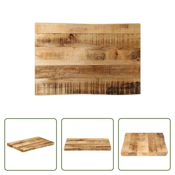 The Living Store Piano Del Tavolo Con Bordo Ad Albero 50X40X3,8 Cm Legno Massiccio Di Mango Grezzo-image