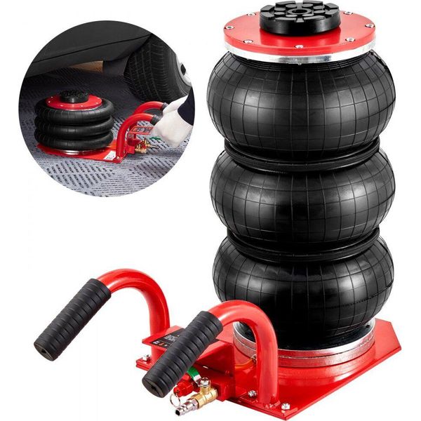 Martinetto Ad Aria Con Sacca Tripla Martinetto Ad Aria Con Sacca Tripla 3 T - Martinetto A Cuscino D'aria 140-450 Mm Di Altezza Di Sollevamento - Tempo Di Sollevamento Di 5 Minuti - Impugnatura Corta - Risparmio Di Manodopera - Rosso-image