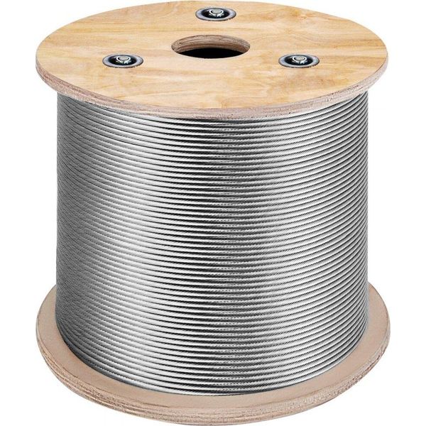 Cavo A Fune In Acciaio Inox 316 7X7 150 M, Cavo A Fune In Acciaio 30X30X25 Cm, Cavo A Fune In Acciaio Inox 650 Kg Di Carico Di Rottura Per Ponti Dell'industria Leggera Ecc.-image