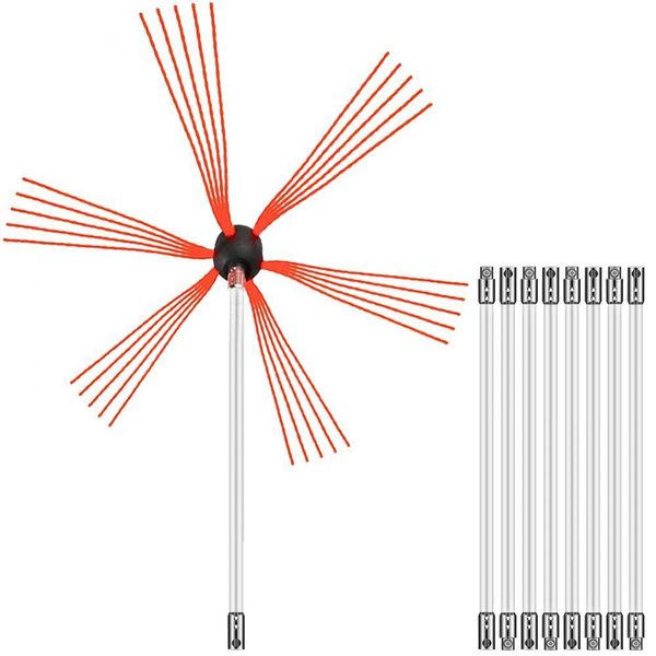 Spazzola Per Camino 9 M - Spazzola Per Camino 30 Mm Di Lunghezza - Spazzola Per Camino 101-305 Mm Aste Per Camino - Asta Per Tubo Spazzacamino - Pulizia Con Spazzola Elettrica - Sistema Di Spazzole Per Camino-image