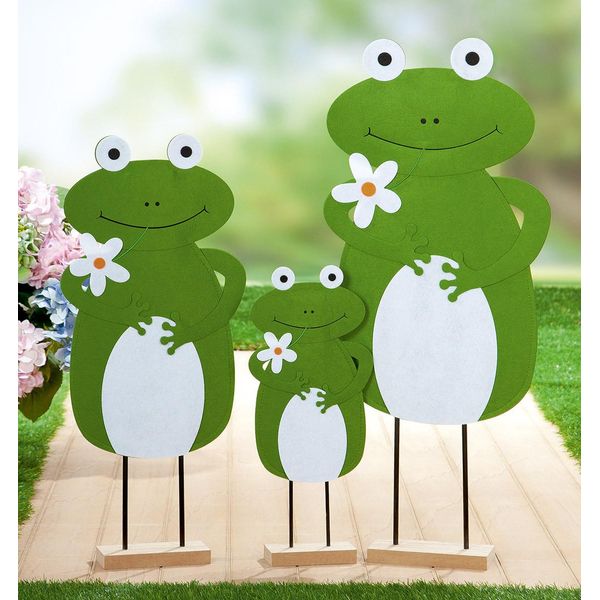 Gilde Standrelief, Frosch, "Frodo"", Filz, GrüN, Ve 3, L. 7 Cm, B. 28 Cm, H. 65 Cm 81183"-image