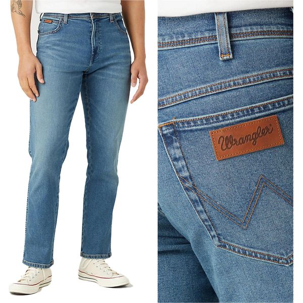 Wrangler, Jeanshosen Da Uomo, Vestibilità Dritta, Texas, W34 L32, Blau, Jeans, Baggyjeans, Buggy-image