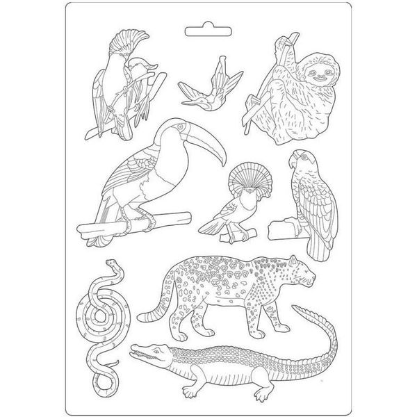 Stamperia Stampo Flessibile Per Colata Di Plastica Stampo Decorativo, Animali Selvatici Dell'amazzonia-image