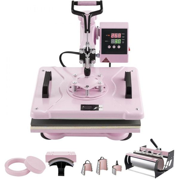 Pressa Termica 8 In 1 30X38Cm Per Magliette E Tumbler - Rosa - Macchina Per Stampa Tessile Fai Da Te-image