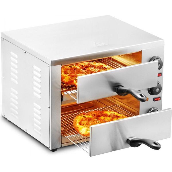 Forno Elettrico Commerciale Per Pizza 305 Mm In Acciaio Inox - Forno Professionale Con 3 Manopole Rotanti - Pizzaiolo Di Alta Qualità-image