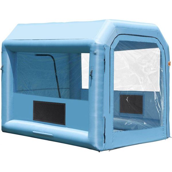 Cabina Di Verniciatura Gonfiabile - 3,9 X 2,4 X 2,4 M - Cabina Di Verniciatura Portatile Con Soffiatore E Sistema Di Filtraggio Dell'aria Da 550 W - Ideale Per La Verniciatura Di Moto, Biciclette E Piccoli Mobili-image