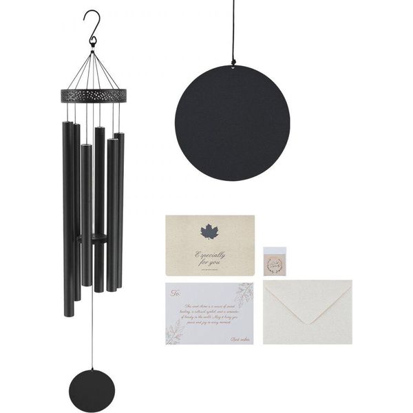 Campane A Vento A Major 1473XØ230Mm Decorazione Da Appendere Nero - Campane A Vento Premium Per Uso Esterno - Suoni Rilassanti Per Giardino E Balcone-image