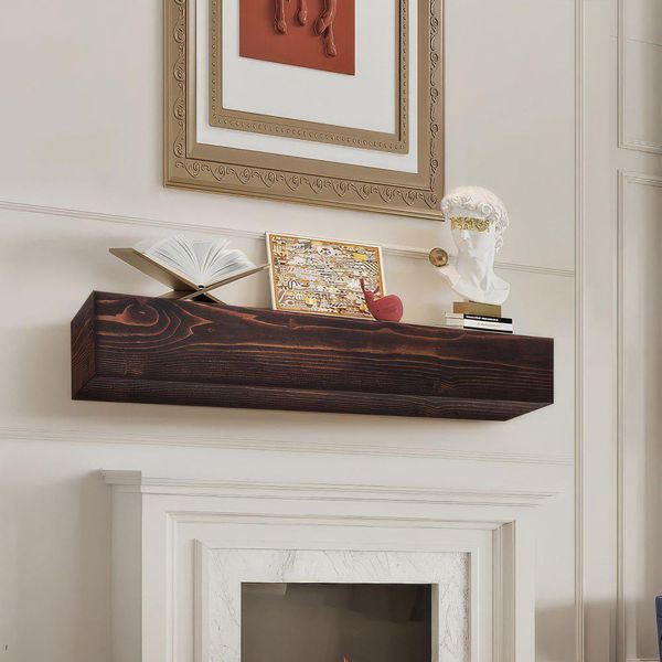 Caminetto Consolle Per Caminetto Cornice Per Caminetto Mensola Galleggiante Mensola A Muro 122 Cm - Marrone - Elegante Decorazione Da Parete Per La Vostra Casa - Materiale Di Alta Qualità-image