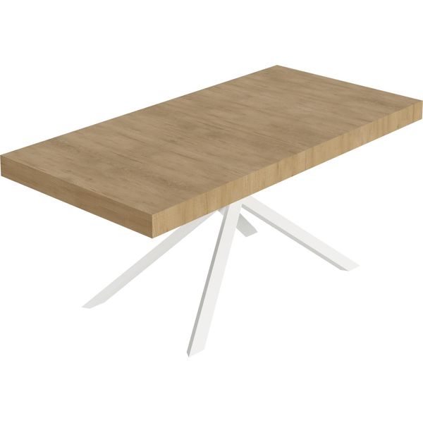 Tavolo Allungabile 180/440X90 Cm Niket Quercia Natura Gambe Bianche-image