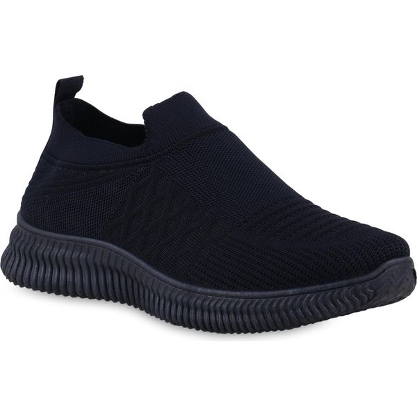 Van Hill Scarpe Sportive Da Donna Slip On Scarpe Sportive Con Suola Profilata 841676, Colore: Blu Scuro, Taglia: 37-image