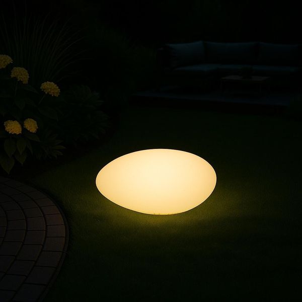 Melitec Solar Light - Lampada Da Giardino Solare A Led Con Cambio Di Colore - Illuminazione Per Giardino Balcone Terrazza - Larghezza 40 Cm - Plastica - Pietra - LK03-6-image