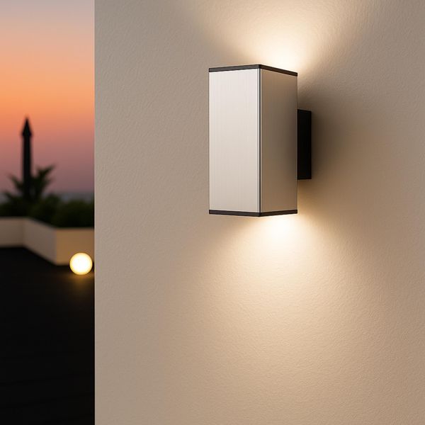 Melitec Lampada Da Parete A Led, Luce Da Esterno Moderna, Angolare, Luce Up-And-Down, Lampada Da Parete In Acciaio Inox, Luce Da Esterno In Metallo Colore: Acciaio Inox-image