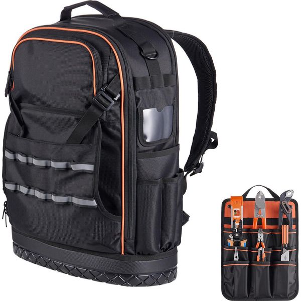Zaino Porta Attrezzi Succebuy Con 65 Tasche, Robusto E Ideale Per Gli Elettricisti-image